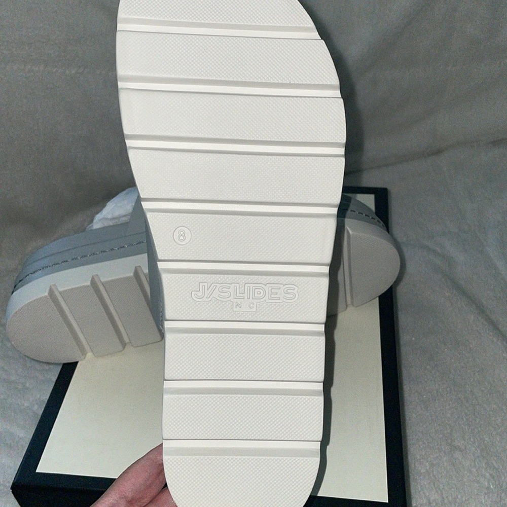 NWT J/SLIDES BAHA Light Grey Leather Sandal - Picture 14 of 14